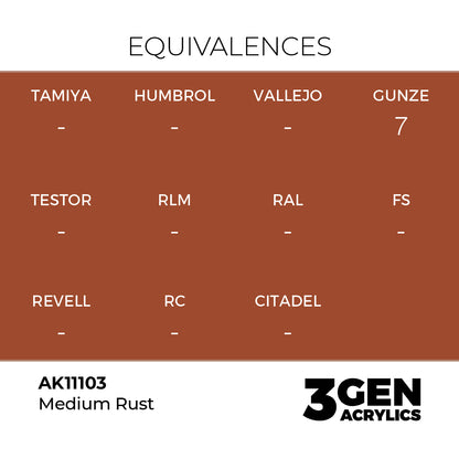 Pot de peinture AK 3GEN AK11103 Medium Rust - Rouille moyenne 18 ml, detail 1