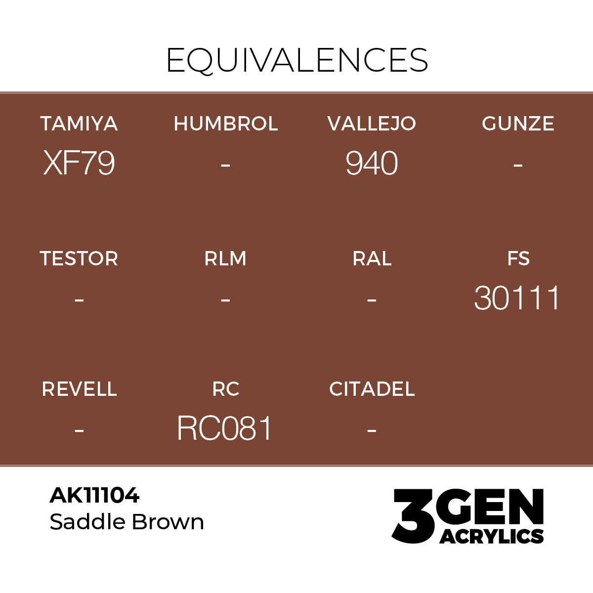 Pot de peinture AK 3GEN AK11104 Saddle Brown - Brun cuir 18 ml, detail 1