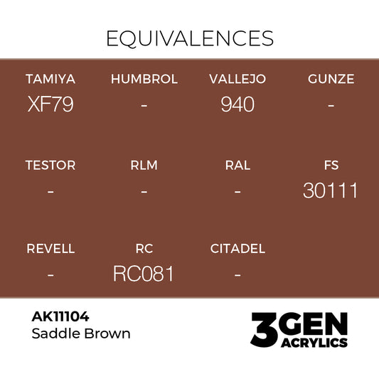 Pot de peinture AK 3GEN AK11104 Saddle Brown - Brun cuir 18 ml, detail 1
