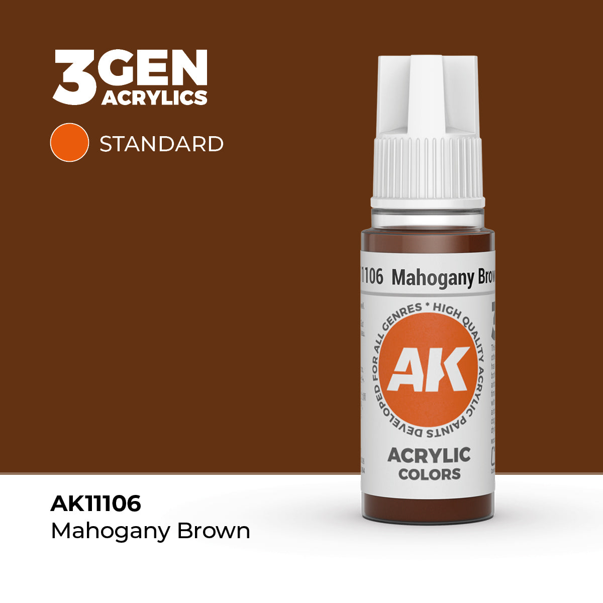 Pot de peinture AK 3GEN AK11106 Mahogany Brown - Brun acajou 18 ml