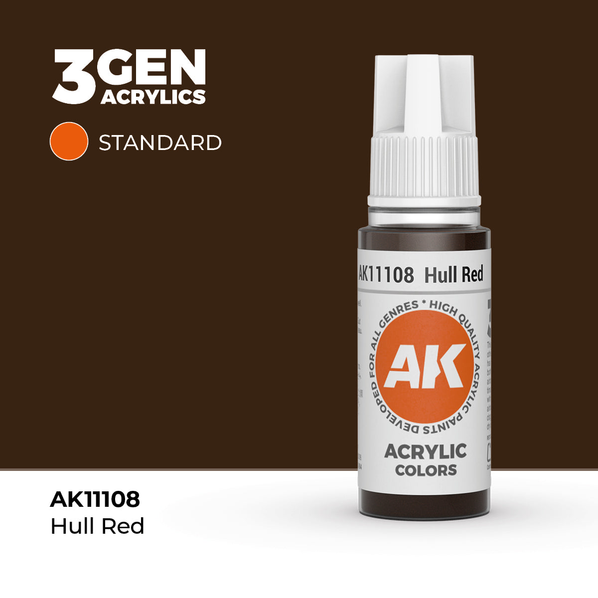Pot de peinture AK 3GEN AK11108 Hull Red - Rouge coque 18 ml