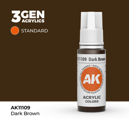 Pot de peinture AK 3GEN AK11109 Dark Brown - Marron foncé 18 ml