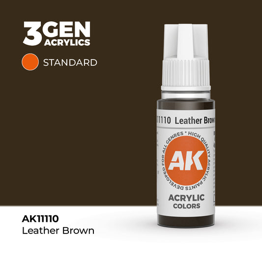 Pot de peinture AK 3GEN AK11110 Leather Brown - Brun Cuir 18 ml