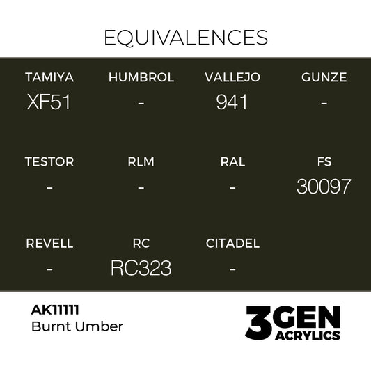 Pot de peinture AK 3GEN AK11111 Burnt Umber - Terre d'ombre brûlée 18 ml, detail 1