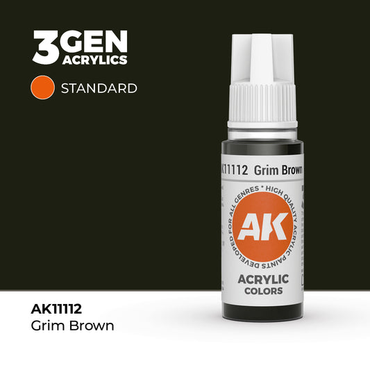 Pot de peinture AK 3GEN AK11112 Grim Brown - Brun lugubre 18 ml