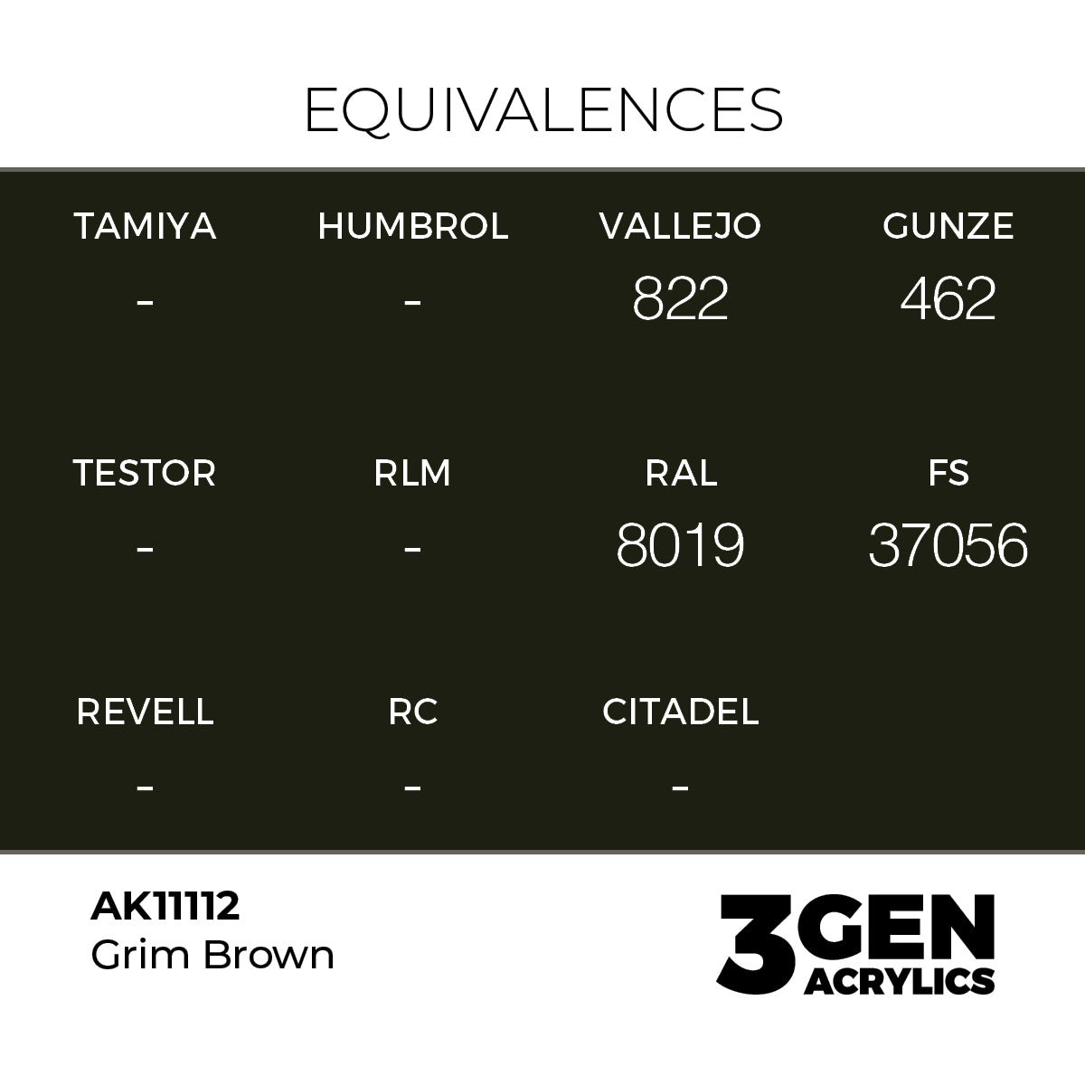 Pot de peinture AK 3GEN AK11112 Grim Brown - Brun lugubre 18 ml, detail 1
