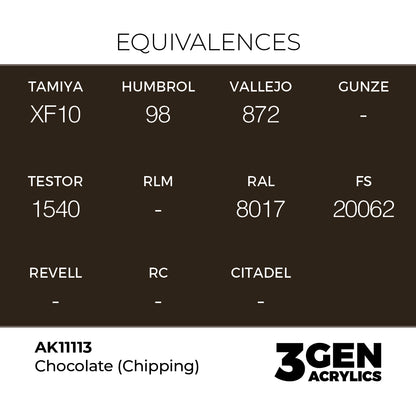 Pot de peinture AK 3GEN AK11113 Chocolate (chipping) - Chocolat écaillage 18 ml, detail 1