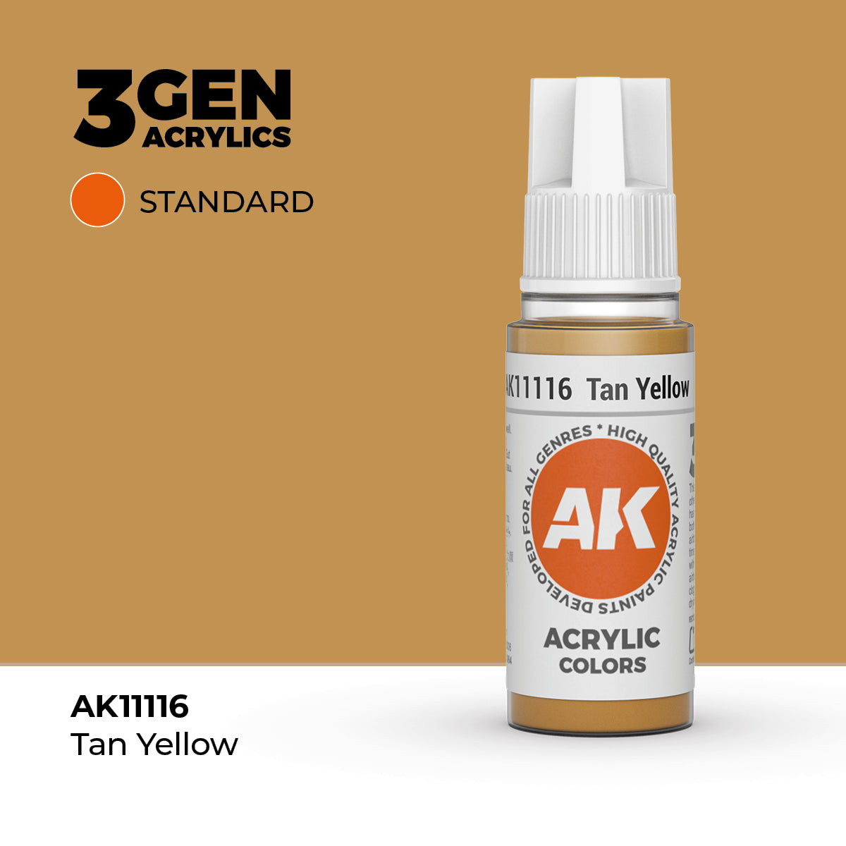 Pot de peinture AK 3GEN AK11116 Tan Yellow - Jaune Fauve 18 ml