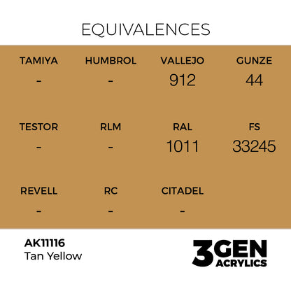 Pot de peinture AK 3GEN AK11116 Tan Yellow - Jaune Fauve 18 ml, detail 1