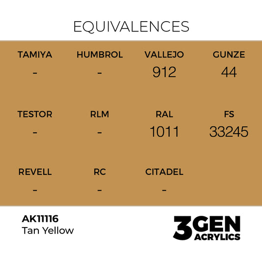 Pot de peinture AK 3GEN AK11116 Tan Yellow - Jaune Fauve 18 ml, detail 1