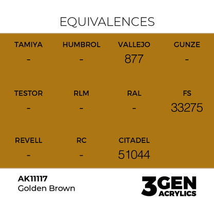 Pot de peinture AK 3GEN AK11117 Golden Brown - Brun doré 18 ml, detail 1