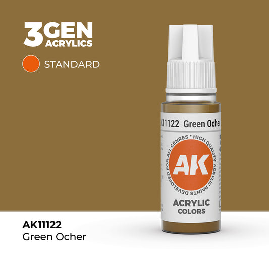 Pot de peinture AK 3GEN AK11122 Green Ochre - Ocre vert 18 ml