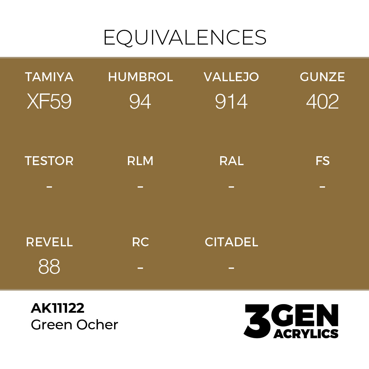 Pot de peinture AK 3GEN AK11122 Green Ochre - Ocre vert 18 ml, detail 1