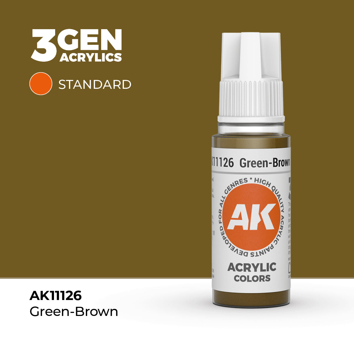 Pot de peinture AK 3GEN AK11126 Green-brown - Vert brun 18 ml