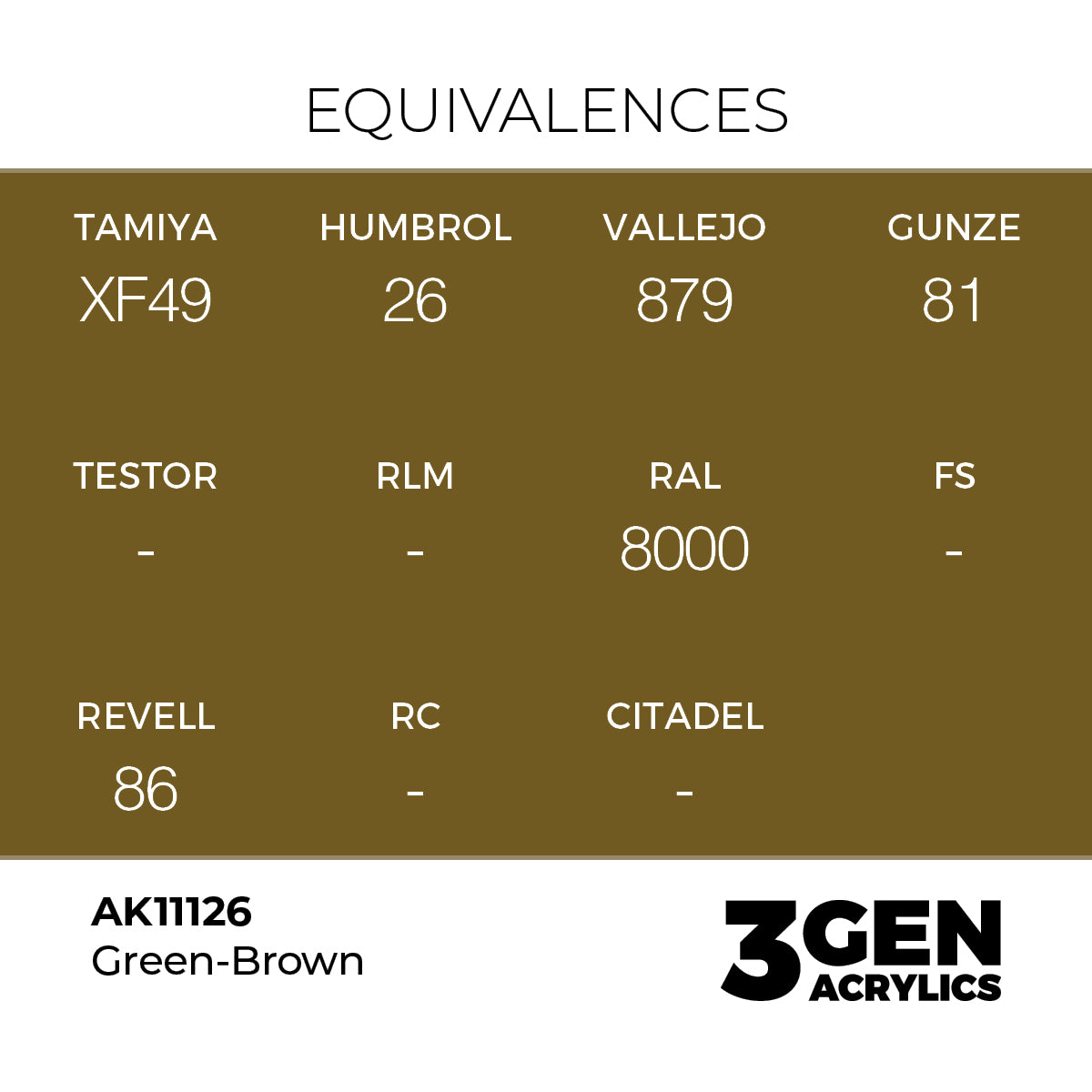 Pot de peinture AK 3GEN AK11126 Green-brown - Vert brun 18 ml, detail 1