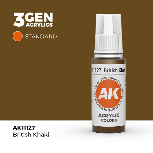 Pot de peinture AK 3GEN AK11127 British Khaki - Kaki britannique 18 ml