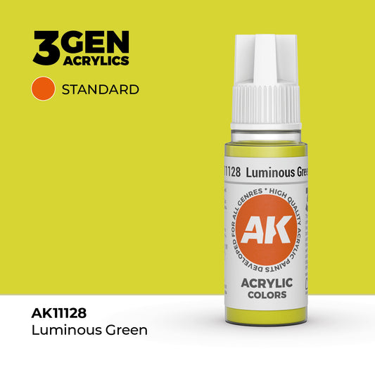 Pot de peinture AK 3GEN AK11128 Luminous Green - Vert Lumineux 18 ml