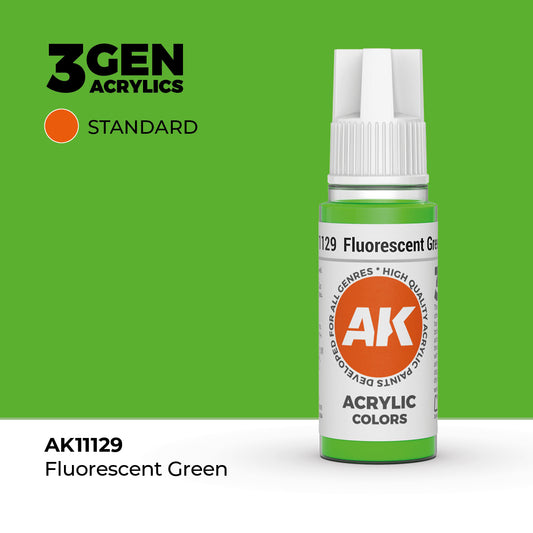 Pot de peinture AK 3GEN AK11129 Fluorescent Green - Vert Fluorescent 18 ml