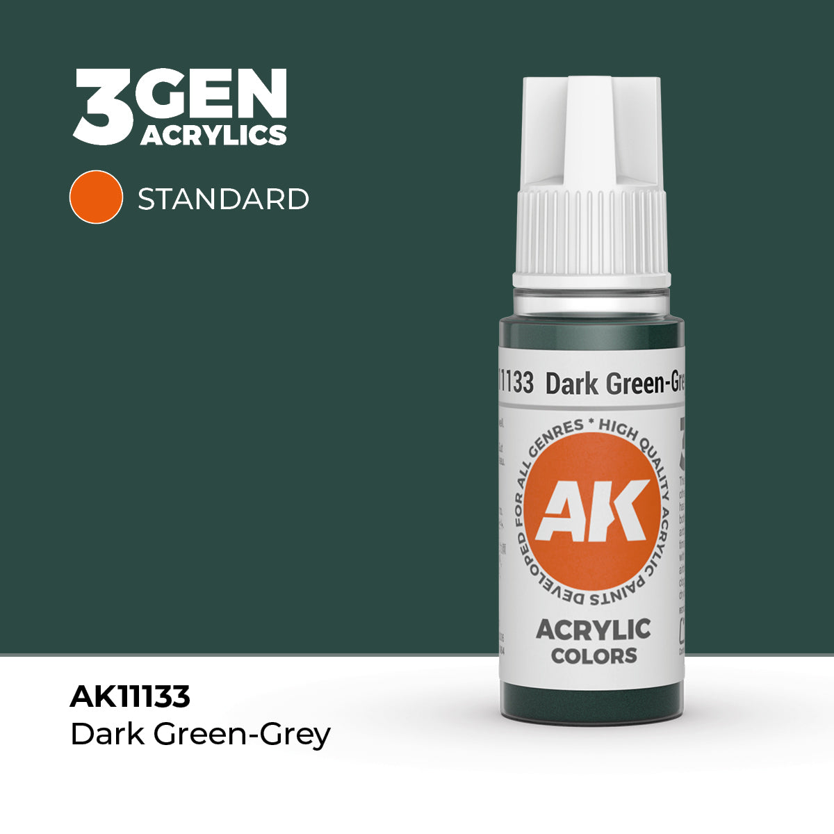 Pot de peinture AK 3GEN AK11133 Dark Green-grey - Gris vert foncé 18 ml