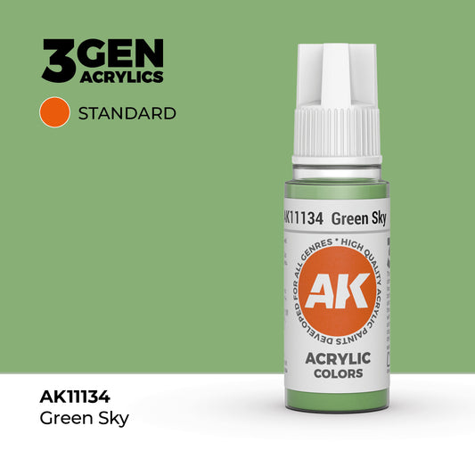Pot de peinture AK 3GEN AK11134 Green Sky - Ciel Vert 18 ml