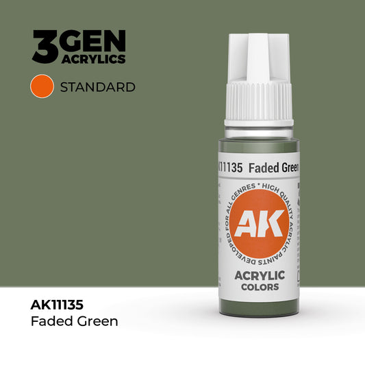 Pot de peinture AK 3GEN AK11135 Faded Green - Vert délavé 18 ml