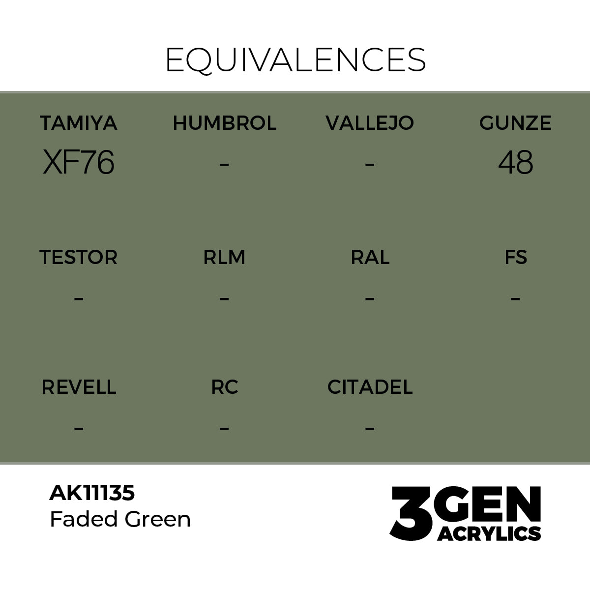 Pot de peinture AK 3GEN AK11135 Faded Green - Vert délavé 18 ml, detail 1