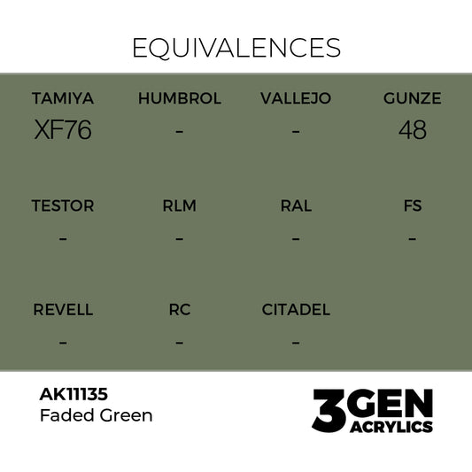 Pot de peinture AK 3GEN AK11135 Faded Green - Vert délavé 18 ml, detail 1