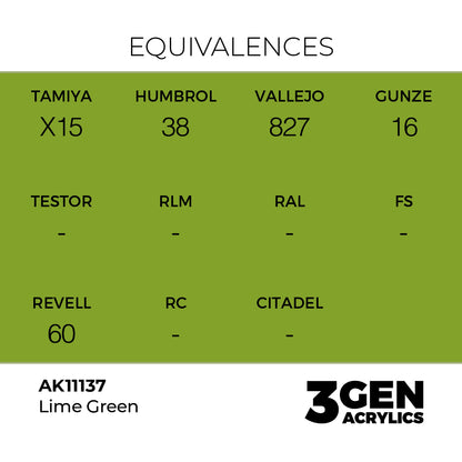 Pot de peinture AK 3GEN AK11137 Lime Green - Vert Citron 18 ml, detail 1