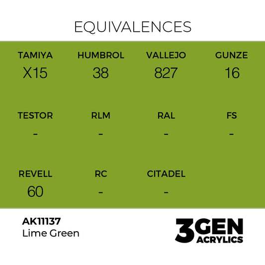 Pot de peinture AK 3GEN AK11137 Lime Green - Vert Citron 18 ml, detail 1