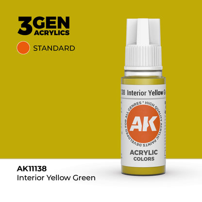 Pot de peinture AK 3GEN AK11138 Interior Yellow Green - Vert jaune intérieur 18 ml