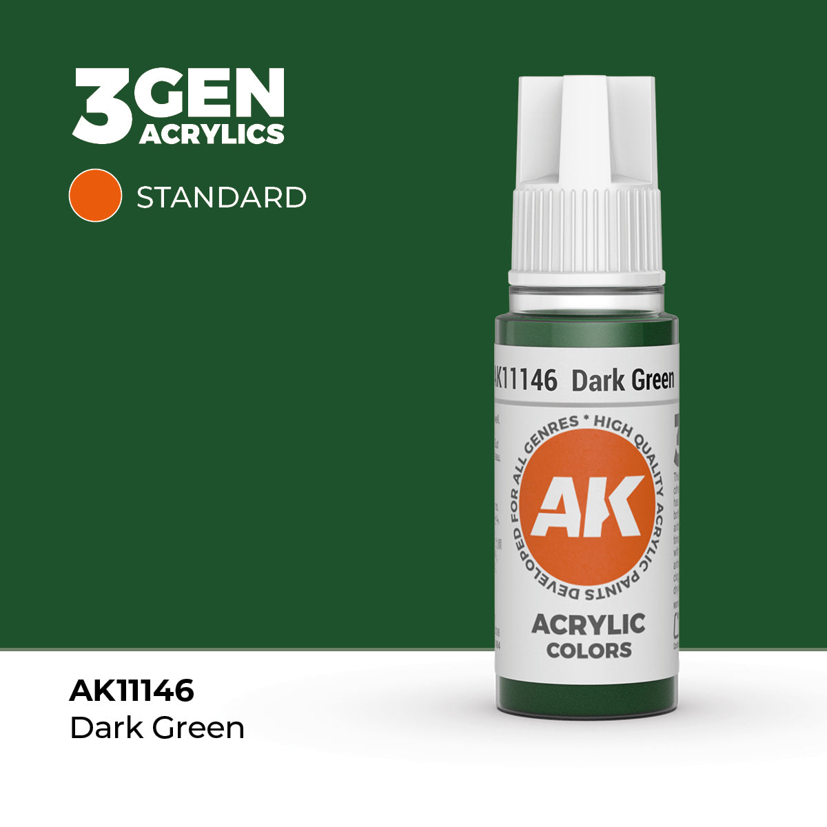 Pot de peinture AK 3GEN AK11146 Dark Green - Vert foncé 18 ml