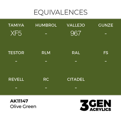 Pot de peinture AK 3GEN AK11147 Olive Green - Vert olive 18 ml, detail 1