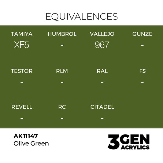 Pot de peinture AK 3GEN AK11147 Olive Green - Vert olive 18 ml, detail 1