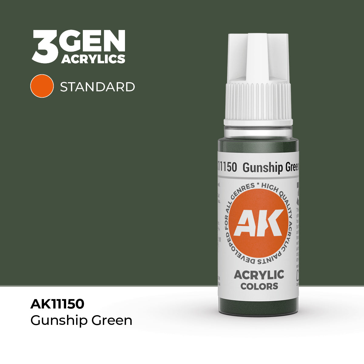 Pot de peinture AK 3GEN AK11150 Gunship Green - Vert Gunship 18 ml