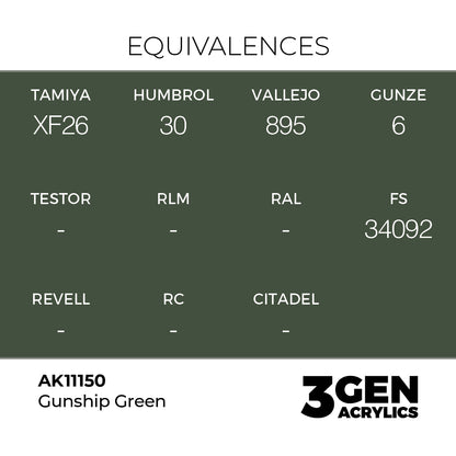 Pot de peinture AK 3GEN AK11150 Gunship Green - Vert Gunship 18 ml, detail 1