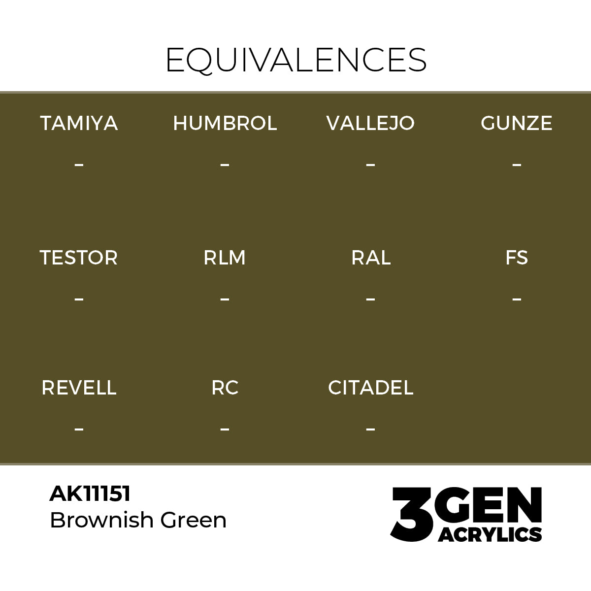 Pot de peinture AK 3GEN AK11151 Brownish Green - Vert brunâtre 18 ml, detail 1
