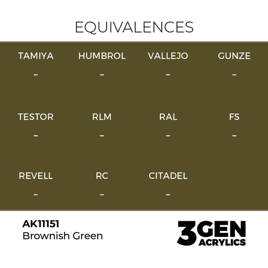 Pot de peinture AK 3GEN AK11151 Brownish Green - Vert brunâtre 18 ml, detail 1