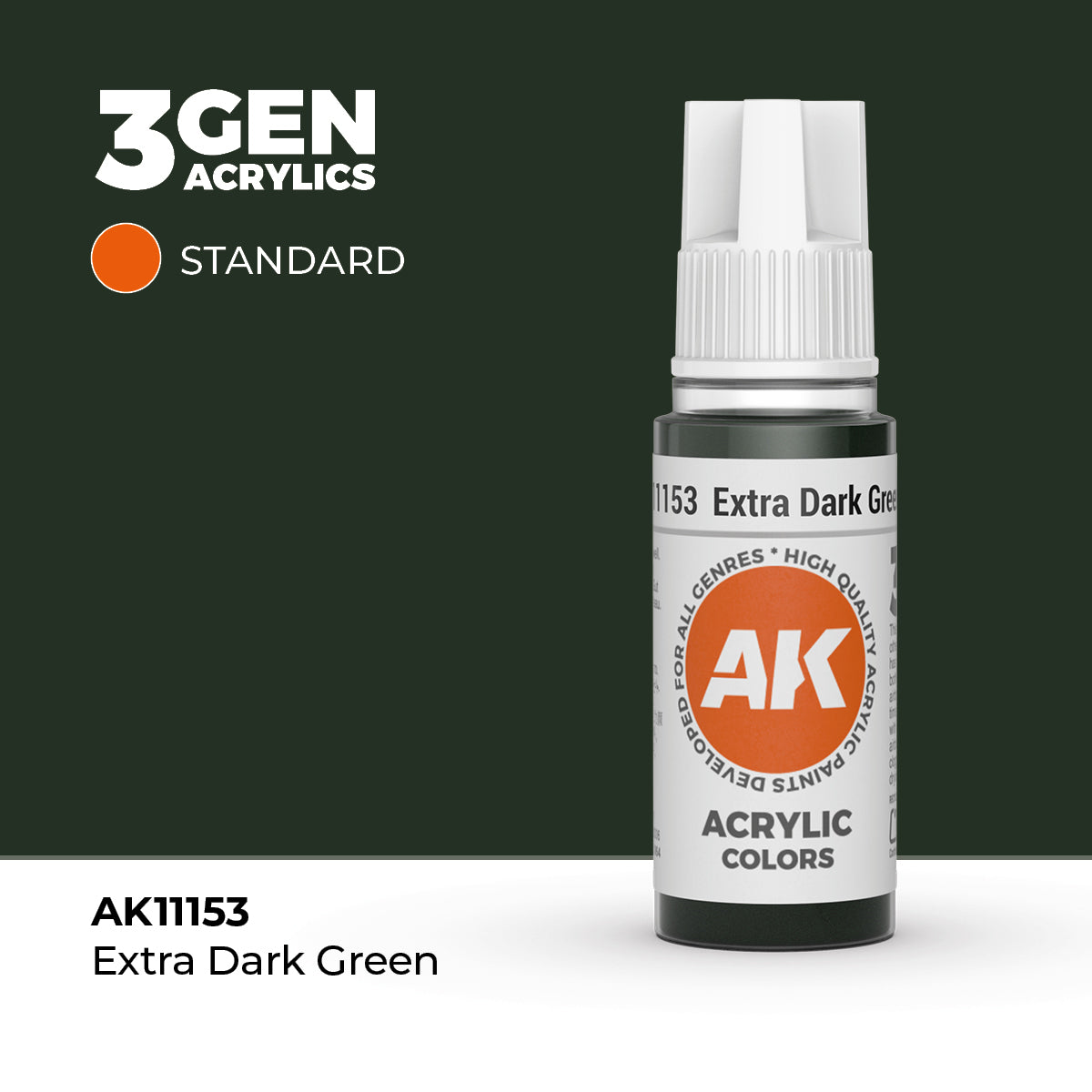 Pot de peinture AK 3GEN AK11153 Extra Dark Green - Vert extra foncé 18 ml