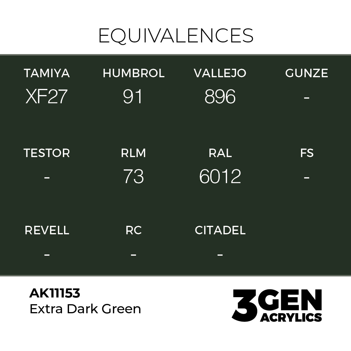 Pot de peinture AK 3GEN AK11153 Extra Dark Green - Vert extra foncé 18 ml, detail 1