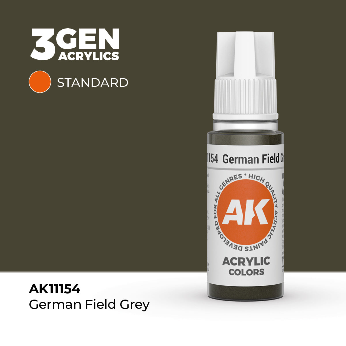 Pot de peinture AK 3GEN AK11154 German Field Grey - Gris de campagne allemand 18 ml