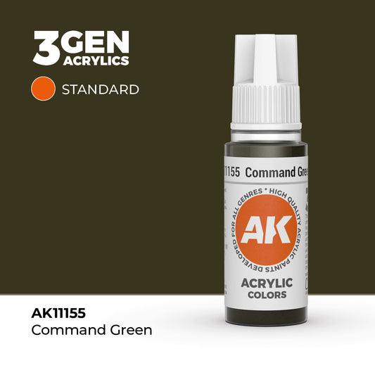 Pot de peinture AK 3GEN AK11155 Command Green - Vert Commandement 18 ml