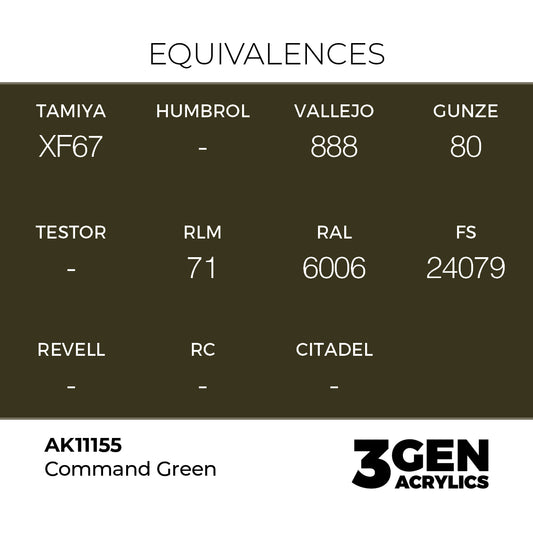 Pot de peinture AK 3GEN AK11155 Command Green - Vert Commandement 18 ml, detail 1