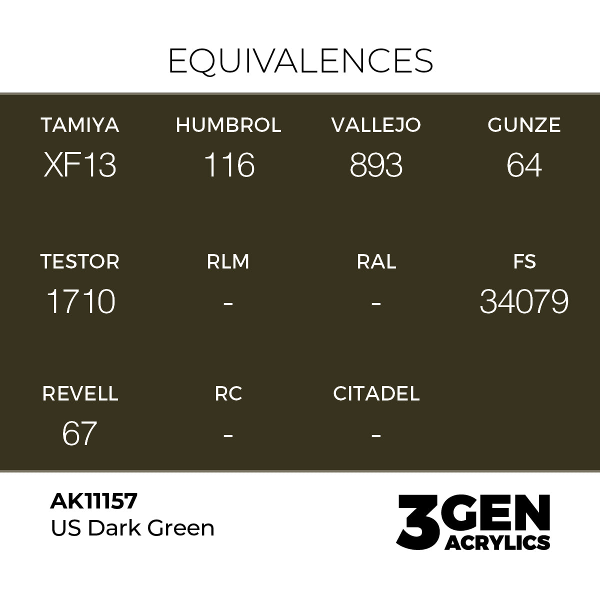 Pot de peinture AK 3GEN AK11157 Us Dark Green - Vert foncé US 18 ml, detail 1
