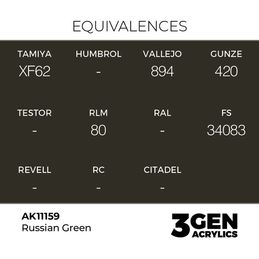 Pot de peinture AK 3GEN AK11159 Russian Green - Vert russe 18 ml, detail 1