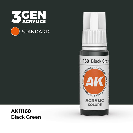 Pot de peinture AK 3GEN AK11160 Black Green - Noir Vert 18 ml