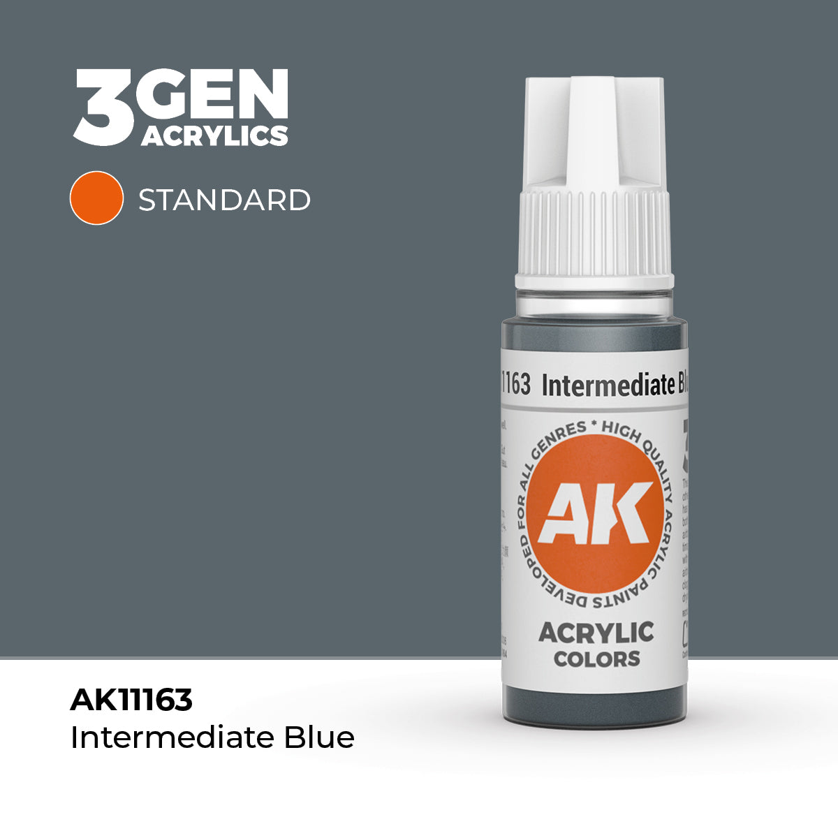 Pot de peinture AK 3GEN AK11163 Intermediate Blue - Bleu intermédiaire 18 ml