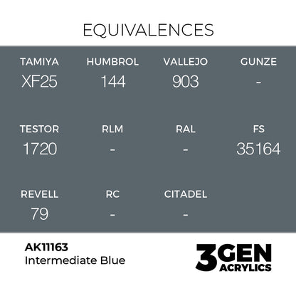 Pot de peinture AK 3GEN AK11163 Intermediate Blue - Bleu intermédiaire 18 ml, detail 1