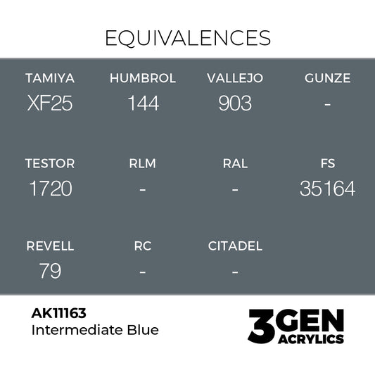 Pot de peinture AK 3GEN AK11163 Intermediate Blue - Bleu intermédiaire 18 ml, detail 1