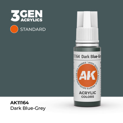 Pot de peinture AK 3GEN AK11164 Dark Blue-grey - Gris bleu foncé 18 ml