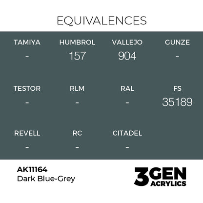 Pot de peinture AK 3GEN AK11164 Dark Blue-grey - Gris bleu foncé 18 ml, detail 1